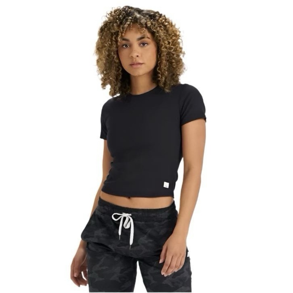 Vuori Pose Fitted Tee Women's Size Small Black Crew Neck Soft